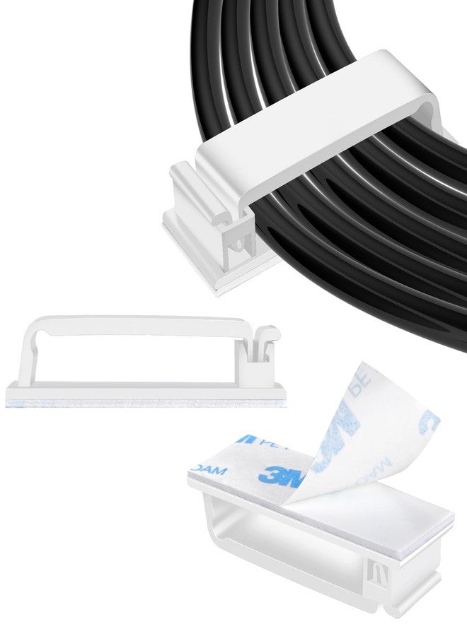 XHF 50 PCS Self Adhesive Cable Clips(L) White,Wire Clips Cable Management Wire Organizer Cord Holder for Under Desk, Car, Wall, TV PC Ethernet Cable - Image 1
