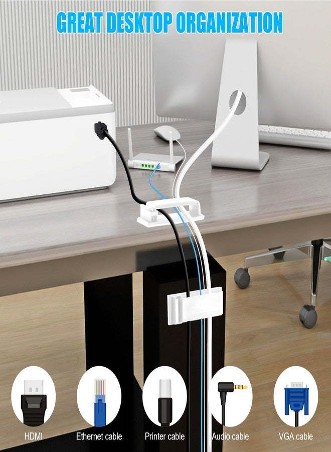 XHF 50 PCS Self Adhesive Cable Clips(L) White,Wire Clips Cable Management Wire Organizer Cord Holder for Under Desk, Car, Wall, TV PC Ethernet Cable - Image 5