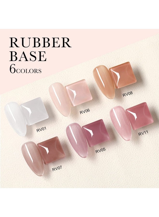 V VENALISA Venalisa 3 In 1 Rubber Base Gel For Nails 6 Colors Jelly Gel Nail Polish Set Nude Pink Neutral Transparent Milky White Sheer Pink Gel Polish Strengthener Kit - Image 2