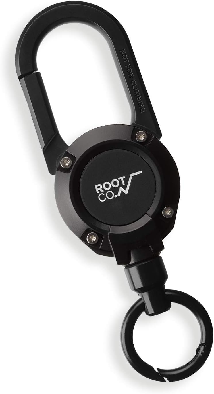 ROOT CO. GRAVITY MAGREEL, Retractable Badge/iPhone Case/Key Holder with Carabiner Clip | 33.4" / 85cm Reel Reel - Image 1