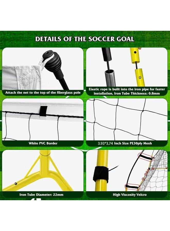 WALALLA Portable Soccer Goal, 240x150cm Soccer Net, Adults Kids Backyard Soccer Net, Folding Soccer Goal with Carry Bag, Soccer Training Equipment Includes 4 Ground Stakes - Image 3