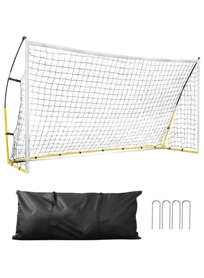 WALALLA Portable Soccer Goal, 240x150cm Soccer Net, Adults Kids Backyard Soccer Net, Folding Soccer Goal with Carry Bag, Soccer Training Equipment Includes 4 Ground Stakes - Image 1