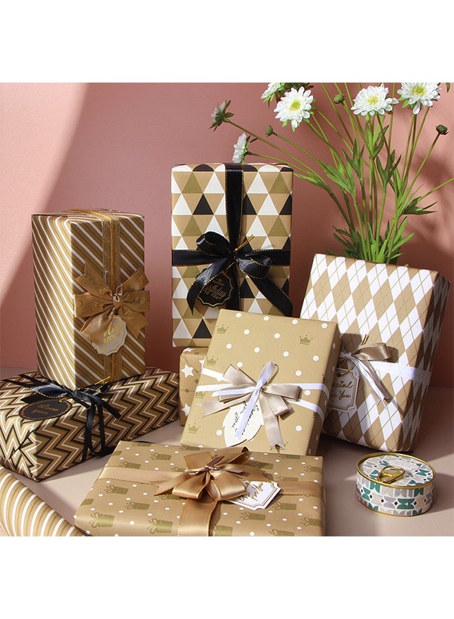مجموعة من 7 ورقات تغليف هدايا مع شريط لاصق، مجموعة تغليف هدايا متينة لحفلات أعياد الميلاد، عيد الحب، الزفاف، حفلات استقبال المولود الجديد، حفلات استقبال العروس، حفلات التخرج - Image 4