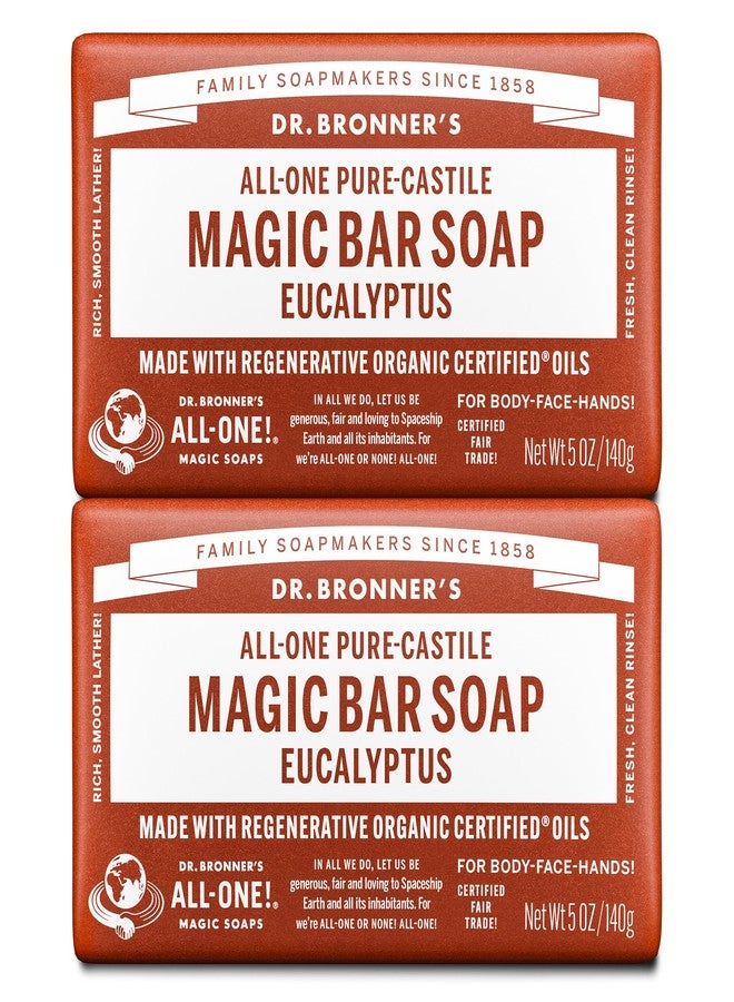 Dr. Bronner's Pure-Castile Magic Bar Soaps - Made with Regenerative Organic Certified Oils - For Face, Body, Hair- Vegan Soap Bars for Men & Women - Eucalyptus 2 pack, 5 oz - Image 1