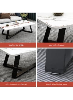 إكسبرت طاولة قهوة بتصميم مودرن طاولة قهوة كبيرة مستطيلة لغرفة المعيشة متعددة الاستخدامات بإطار معدني أسود EI - 203  - Image 3