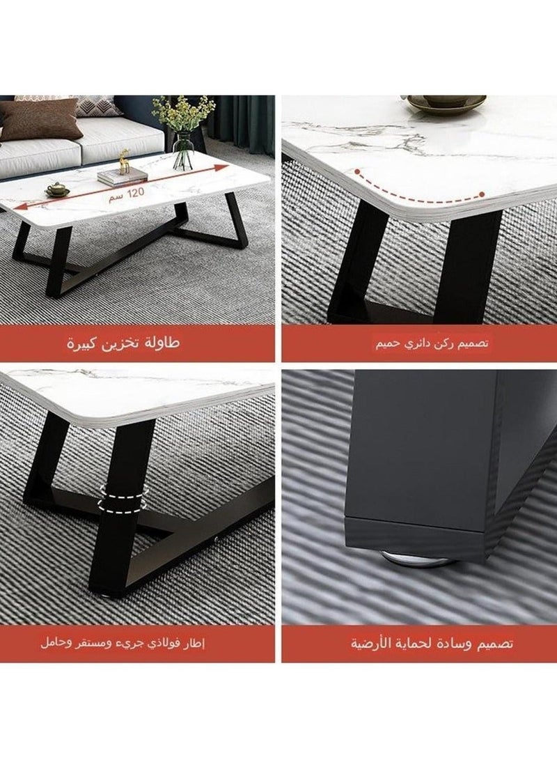 EXPERT Modern design coffee table Large rectangular coffee table for versatile living room with black metal frame EI - 203 - Image 5