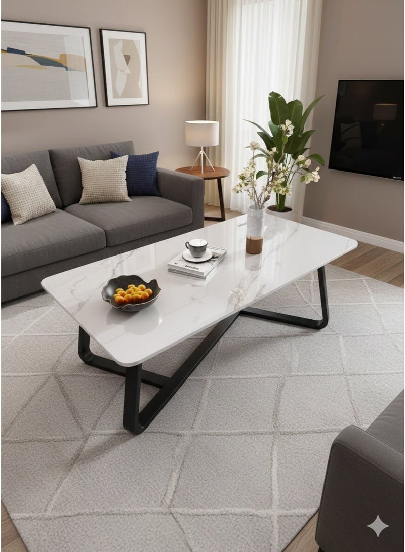 EXPERT Modern design coffee table Large rectangular coffee table for versatile living room with black metal frame EI - 203 - Image 2