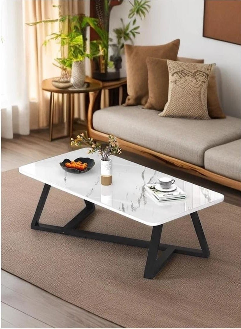EXPERT Modern design coffee table Large rectangular coffee table for versatile living room with black metal frame EI - 203 - Image 1