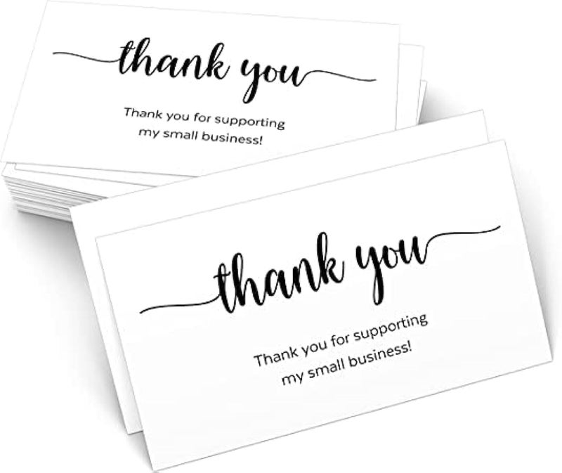 24 PCS Thank You for Supporting My Small Business Cards (3.5" x 2") 24 White Cards - Cute, Small Thank You for Your Order - Box Bag Package Insert Cards for Craft Boutique Business