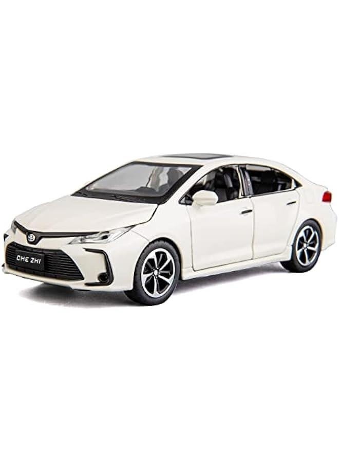 Compatible for 1:32 Corolla Model Car, Zinc Alloy Pull Back Toy Car with Sound and Light for Kids Boy Girl White - Image 1
