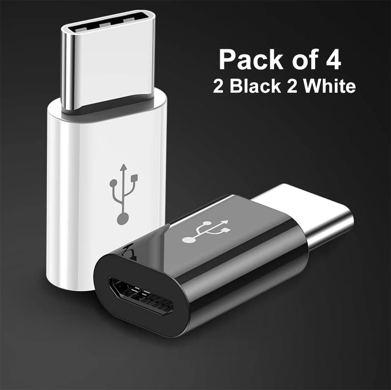 Mepsies Adapter Micro USB to USB C (4 Pack), Micro-USB Female to USB-C Male OTG Adapter Compatible with Samsung Galaxy, LG, Huawei, Type-C Phones, Tablets and More (2 Black and 2 White) - Image 5