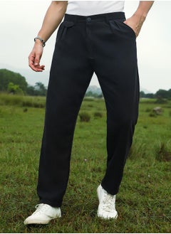 Campus Sutra Men's Onyx Black Velvique Tailored Trousers  - Image 2