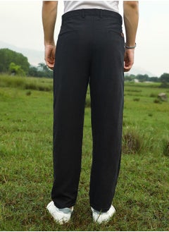 Campus Sutra Men's Onyx Black Velvique Tailored Trousers  - Image 5