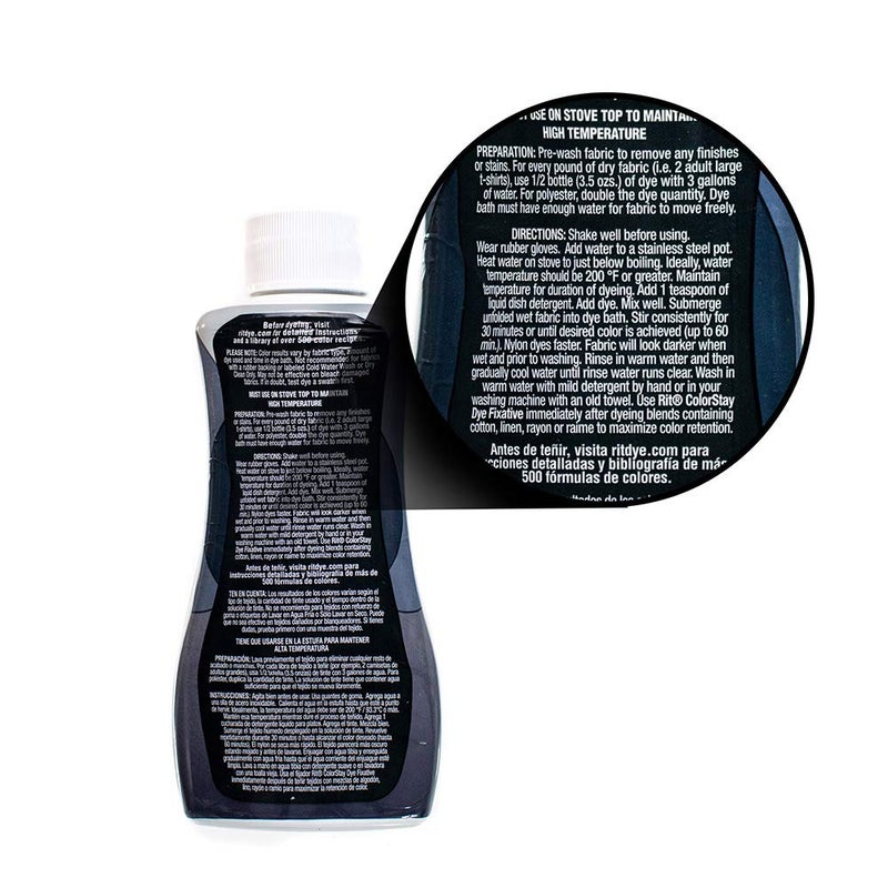 Craft County Rit DyeMore Single Bottle 7 Oz. Synthetic Liquid Fiber Dye for Clothing, DÃ©cor, and Crafts â€“ Graphite - Image 3