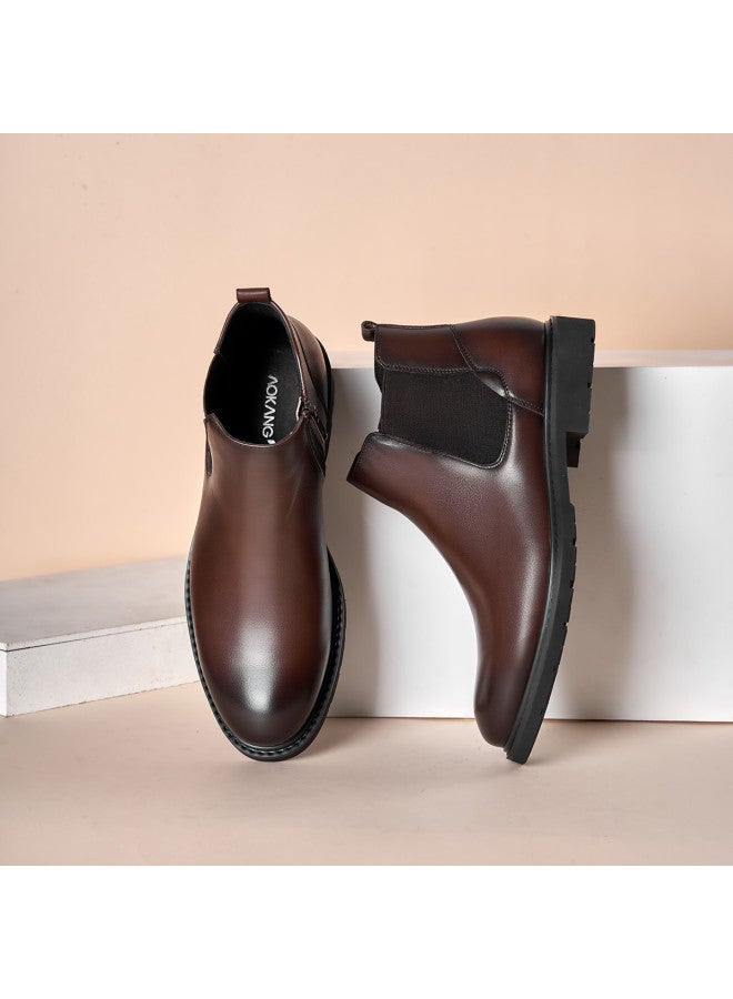 AOKANG Autumn Winter High Top British Chelsea Boots Casual Leather Shoes Work Boots Leather Boots - Image 3