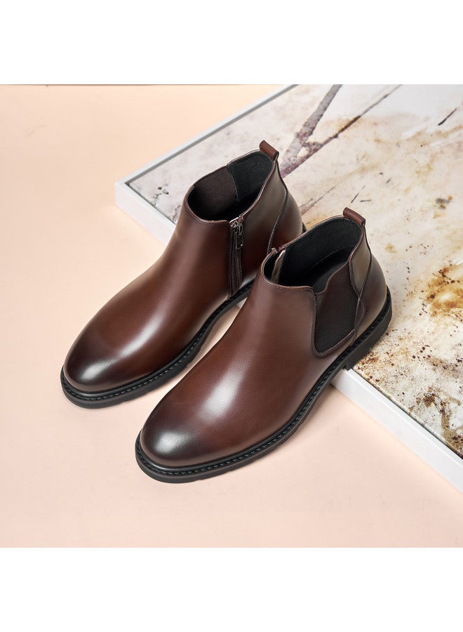 AOKANG Autumn Winter High Top British Chelsea Boots Casual Leather Shoes Work Boots Leather Boots - Image 2