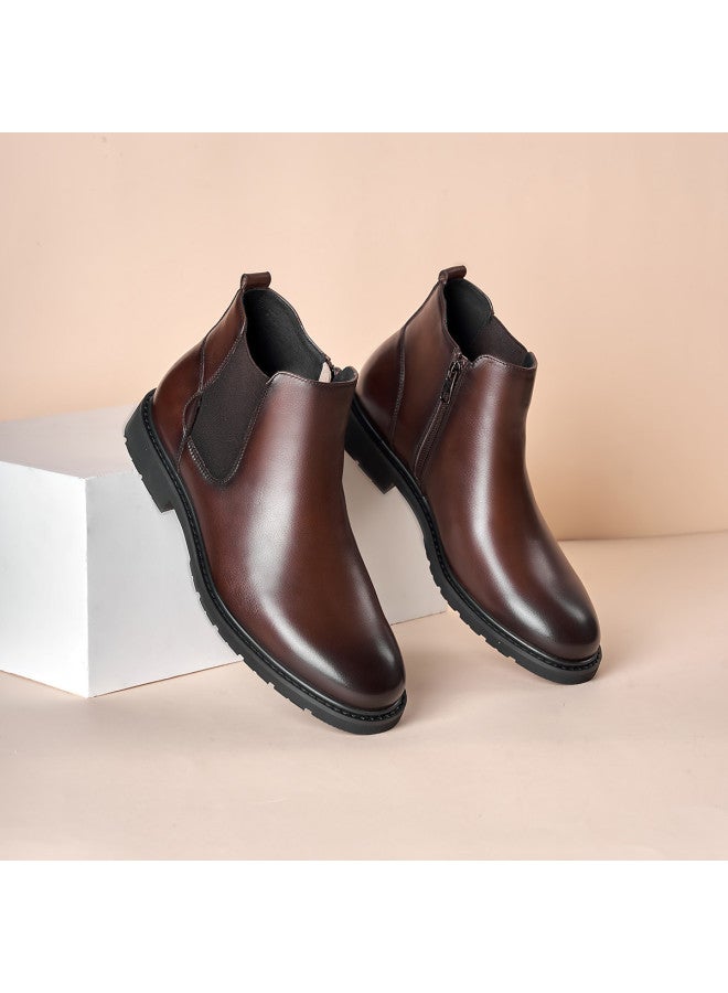 AOKANG Autumn Winter High Top British Chelsea Boots Casual Leather Shoes Work Boots Leather Boots - Image 4