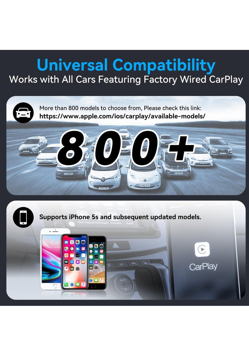 Wireless CarPlay Adapter, Bluetooth Car Play Dongle Smart Magic Link, Converts Wired to Wireless, Plug & Play, Compatible with Cars from 2015 & iPh one iOS 10+, Retains Original Control - Image 3