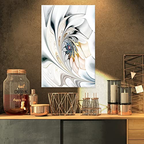 Design Art Designart Oversized White Abstract – Modern Canvas Wall Art – Contemporary Minimal Artwork for Bedroom, Living Room, Dining Room & Office Décor, 12x20 Gallery Wrapped Canvas - Image 3