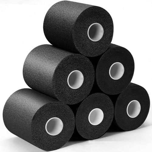 Fiuddy Upgraded 6 Pack Pre Wrap Athletic, Black Prewrap Athletic Tape for Hair Soccer, Soccer Sports Pre Wrap Tape, Pre-Wrap Foam Underwrap Tape - Black - Image 1