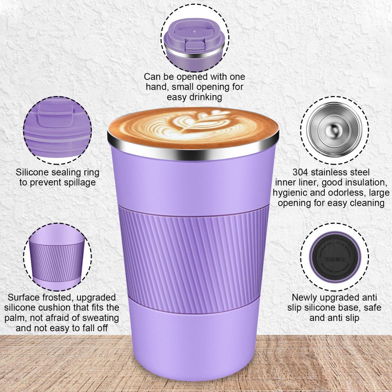 LCKDHM Insulated Travel Coffee Cup with Leak Proof Lid,To Go Camping Stainless Steel Vacuum Coffee Mug, Reusable Coffee Tumblers Hot & Cold Drinks Gifts Multiple Sizes and Colors - Image 2