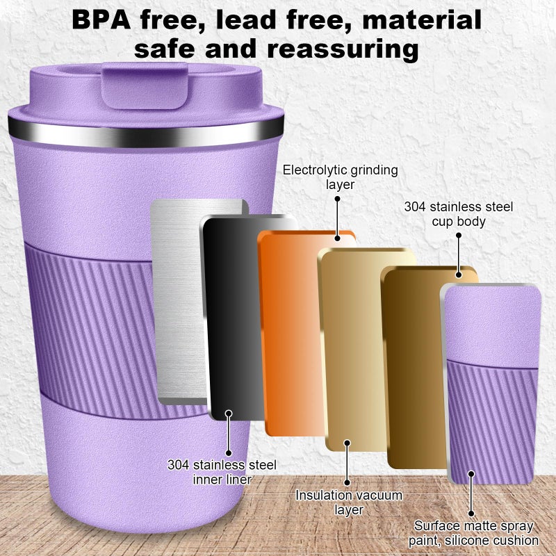 LCKDHM Insulated Travel Coffee Cup with Leak Proof Lid,To Go Camping Stainless Steel Vacuum Coffee Mug, Reusable Coffee Tumblers Hot & Cold Drinks Gifts Multiple Sizes and Colors - Image 3