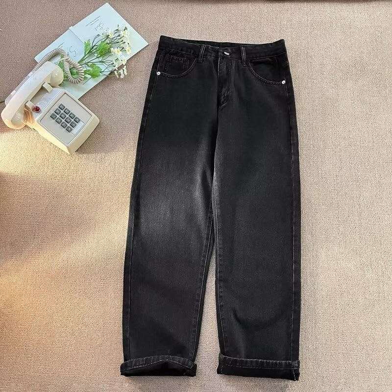 White Casual Mens Jeans American Style Versatile Straight Leg Long Pants Simple Basic Model Youth Popular Low Waist Zipper Opening White  - Image 2