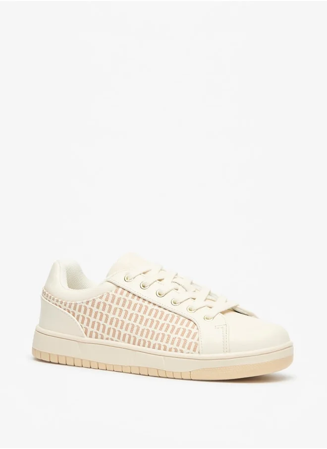 ميسي Women's Monogram Print Lace-Up Sneakers