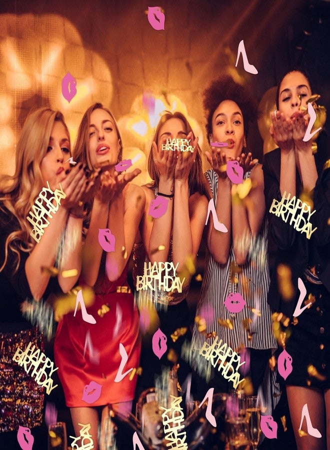 JNXCYQ فتاة عيد ميلاد سعيد قصاصات ورقية على شكل أحذية بكعب عالٍ وشفاه لتزيين طاولة حفلة عيد ميلاد امرأة - Image 5