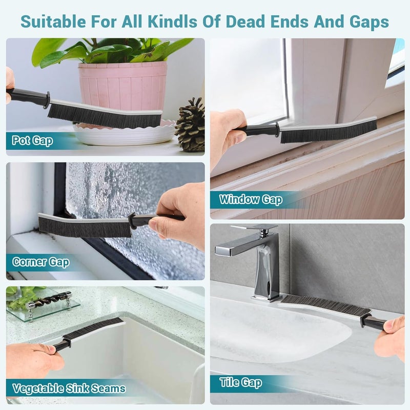 Redclip Crevice Cleaning Brush, Multifunctional Hard Bristle Crevice Grout, Bathroom Gap Scrub for Household Use, Corner Crevice Tool and Grout Cleaner (3) - Image 2