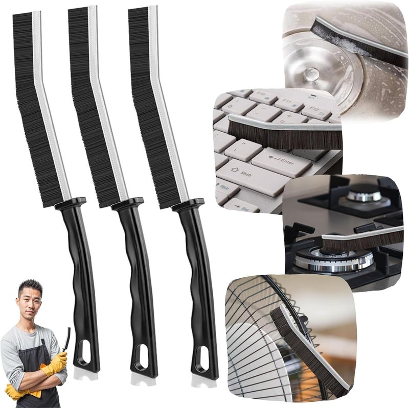 Redclip Crevice Cleaning Brush, Multifunctional Hard Bristle Crevice Grout, Bathroom Gap Scrub for Household Use, Corner Crevice Tool and Grout Cleaner (3) - Image 1