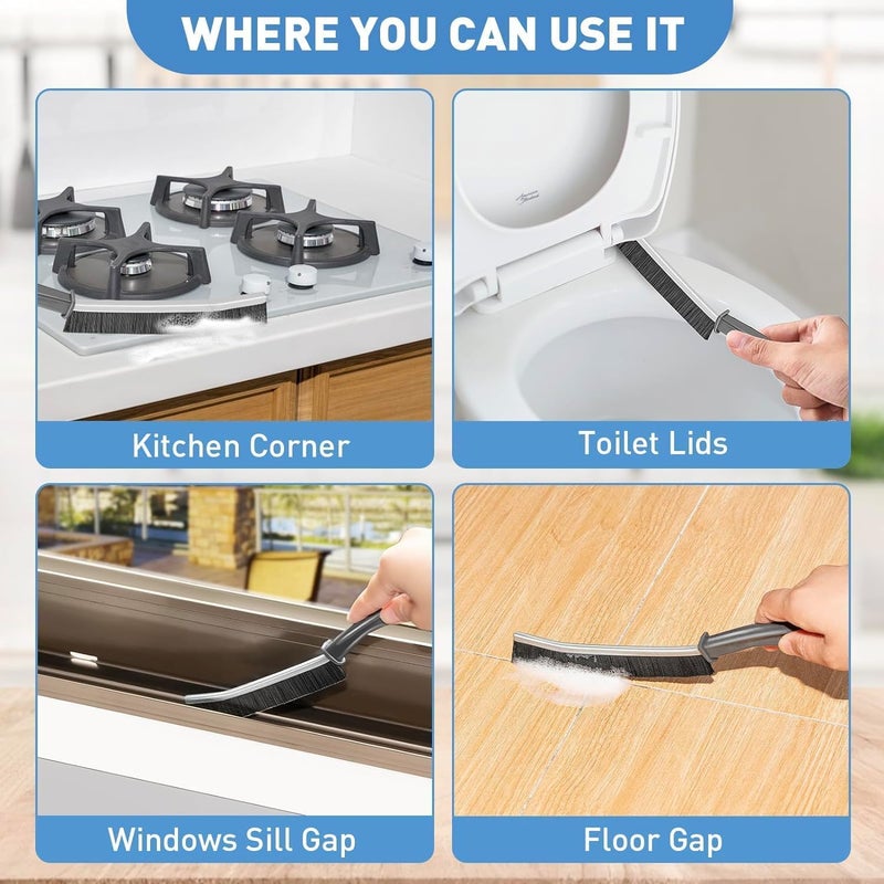 Redclip Crevice Cleaning Brush, Multifunctional Hard Bristle Crevice Grout, Bathroom Gap Scrub for Household Use, Corner Crevice Tool and Grout Cleaner (3) - Image 3