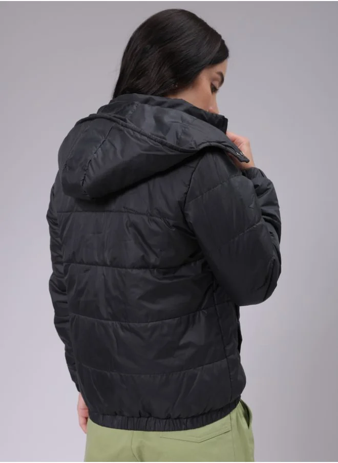 Freehand Women Regular Fit Solid Puffer Jacket