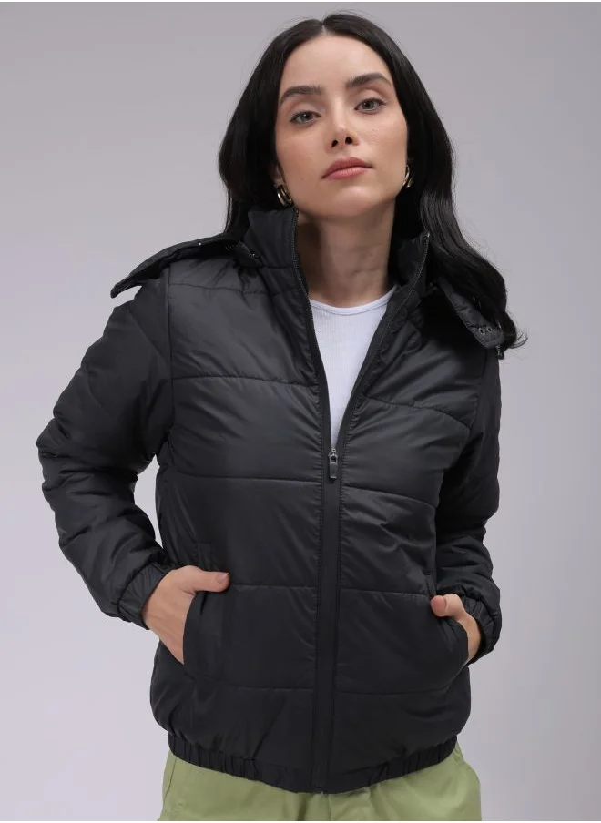 Freehand Women Regular Fit Solid Puffer Jacket