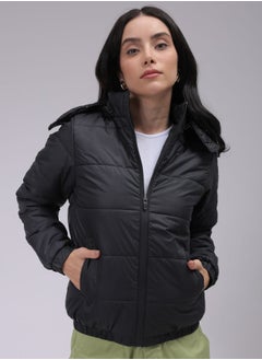 Freehand Women Regular Fit Solid Puffer Jacket  - Image 1