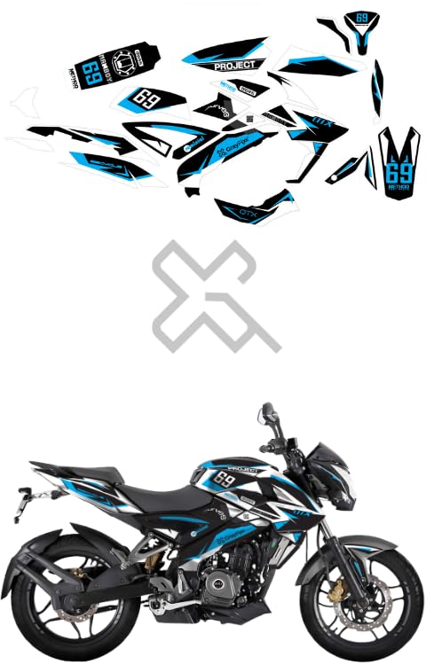 Grayfixx Project 69 Blue Edition Full Body Sticker for Pulsar NS 200 | Printed in Premium Gloss Vinyl with FPF(Fade Protection Film), Water Proof, Precut Sticker, Pack of 1 for Both Side - Image 5