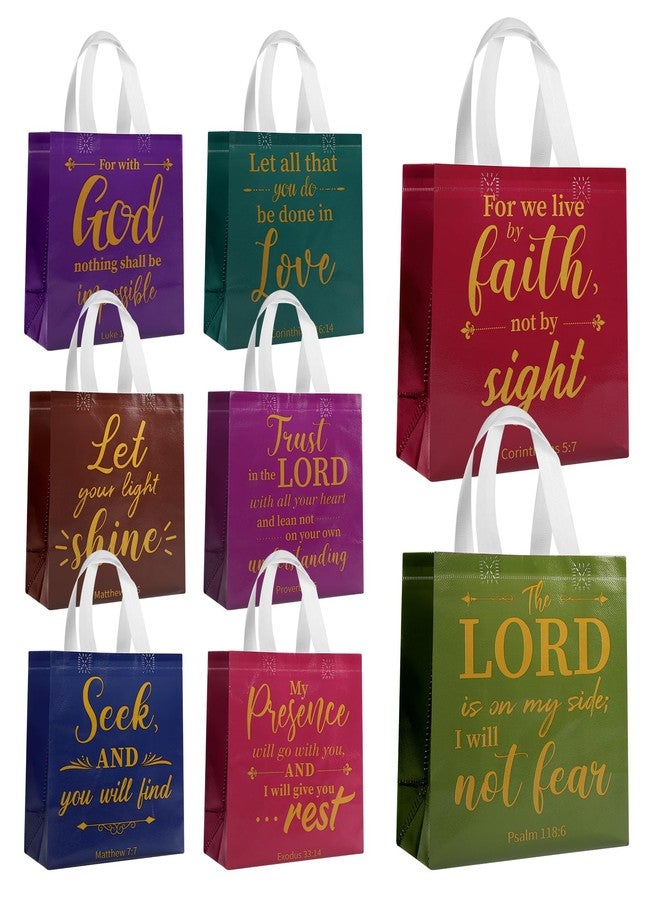 PHOGARY 8PCS Christian Gift Bags with Handle, Reusable Non Woven Church Bag, Medium Size Bible Verse Religious Gift Bag for Welcome, Visitors Baptism, Birthday Party Favors Bags - Image 1
