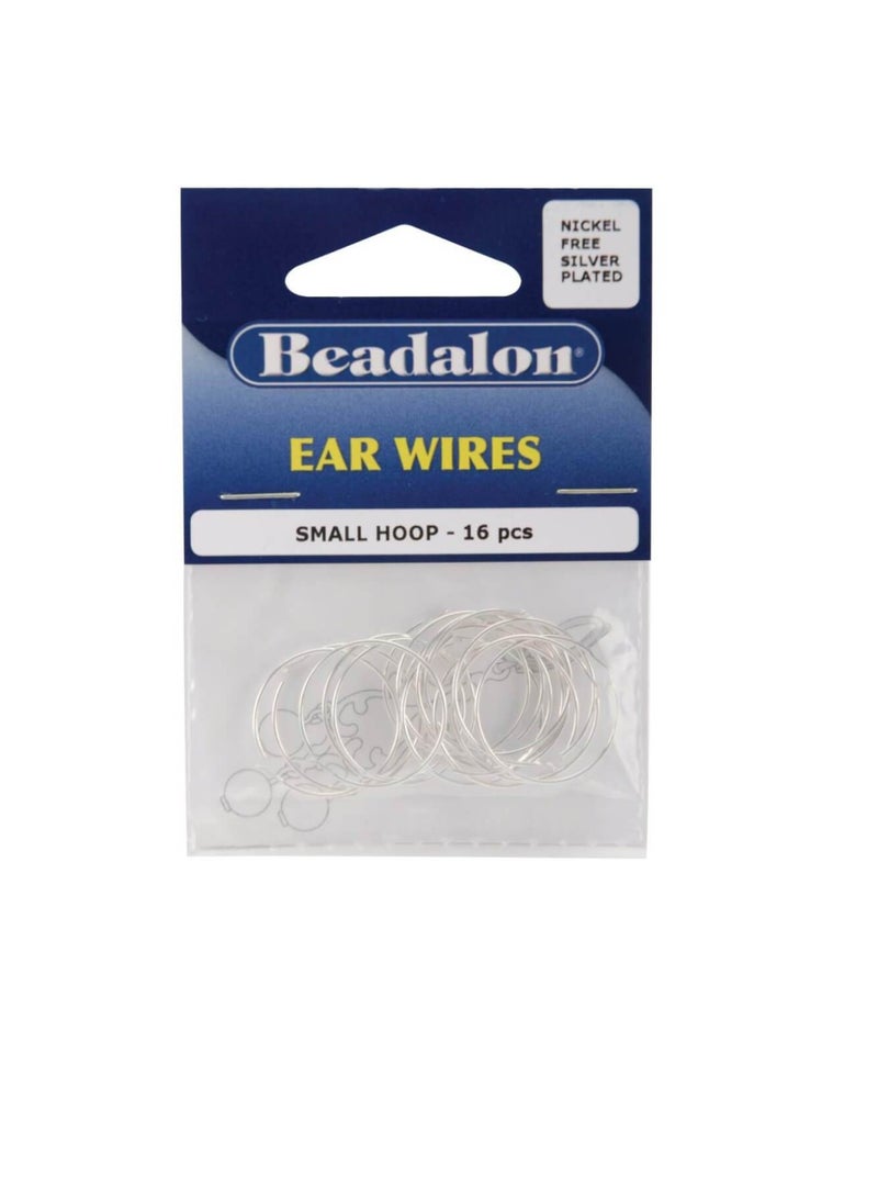 Beadalon Ear Wire Beading Hoops Small 20mm 16/Pkg Silver-plated and Nickel Free - Image 1