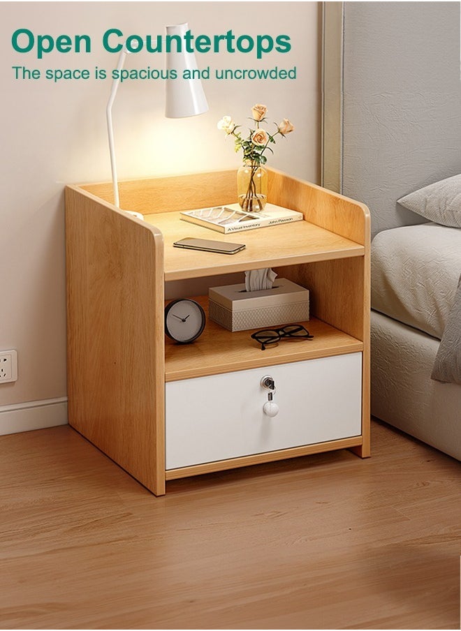 Wooden Side Table Nightstand And Coffee Table Storage Space Saving Storage Organizer Bedside Furniture For Bedroom Living Room Hallway