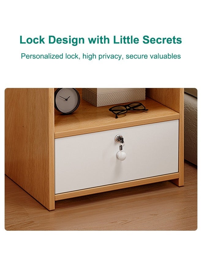 Wooden Side Table Nightstand And Coffee Table Storage Space Saving Storage Organizer Bedside Furniture For Bedroom Living Room Hallway
