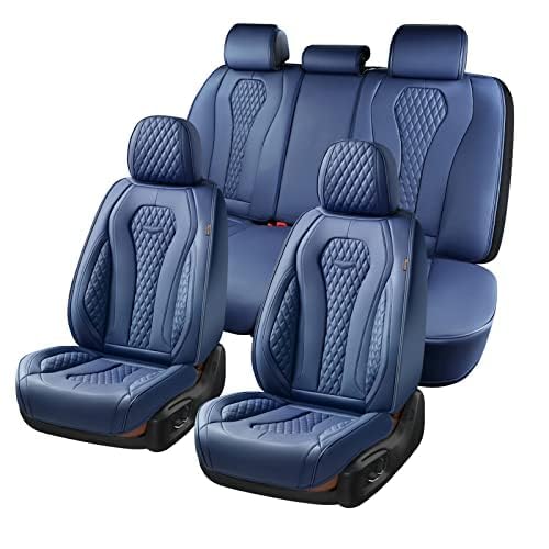 Coverado Seat Covers, Car Seat Covers Full Set, Blue Car Seat Cover, Car Seat Covers Front Seats Back Seat Cover, Waterproof Car Seat Cushion,Leather Seat Cover Seat Protector Universal Fit Most Cars - Image 2