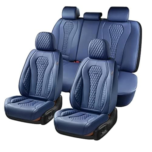 Coverado Seat Covers, Car Seat Covers Full Set, Blue Car Seat Cover, Car Seat Covers Front Seats Back Seat Cover, Waterproof Car Seat Cushion,Leather Seat Cover Seat Protector Universal Fit Most Cars - Image 1