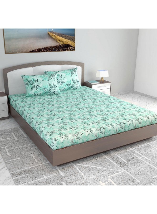 Divine Casa مفرش سرير كينج بحجم 270 × 270 سم من ديفاين كاسا 100% قطن 144 TC مع 2 غطاء وسادة | ضباب أكوا | مزخرف بالزهور - Image 1