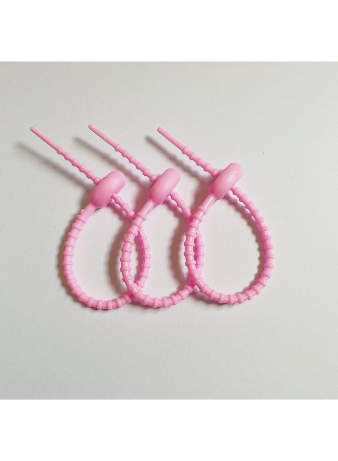 Loquat 15cm Tadpole Silicone Cable Tie Strap Storage DIY Accessories Data Cable Bracelet Jewelry Non-woven Lanyard-Color:Dark Pink 150mm - Image 1