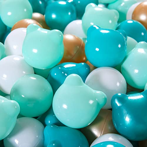 GOGOSO Bear Ball Pit Balls Shapes BPA Free Plastic Play Balls Crush Proof Kids Toddlers Baby Pastel Pelotas Toy Shaped Giant Friendship Bracelet 215inch 100pcs Green Brown White - Image 1
