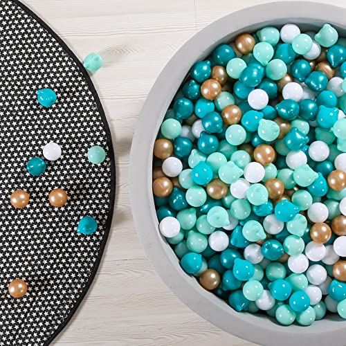 GOGOSO Bear Ball Pit Balls Shapes BPA Free Plastic Play Balls Crush Proof Kids Toddlers Baby Pastel Pelotas Toy Shaped Giant Friendship Bracelet 215inch 100pcs Green Brown White - Image 5