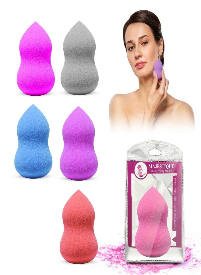 Majestique Blender Beauty Makeup Sponge Set | Foundation Blending Face Beauty Sponge | Flawless for Liquid | Cream and Powder | Multi-Colored Makeup Sponges (Color May Very) (Pack of 5) - Image 1