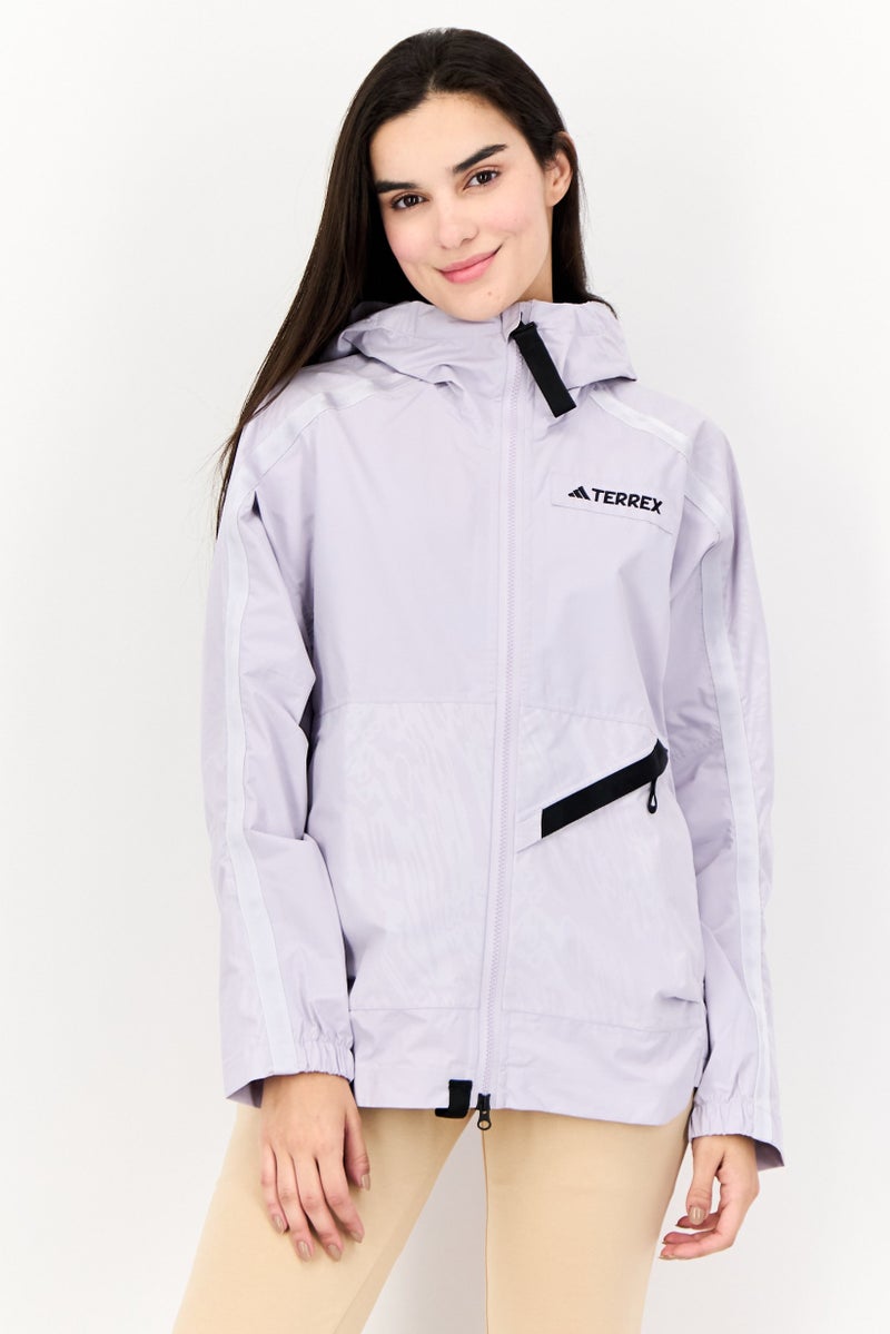 Adidas Women Sportswear Fit Hooded Outdoor Jacket, Lavender - Image 1