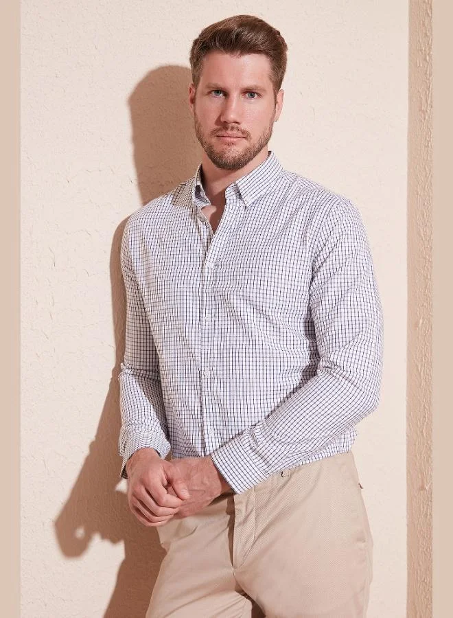 Buratti Buratti Patterned Cotton Blend Button-Down Collar Long Sleeve Slim Fit Shirt Men's SHIRT CF23S7496