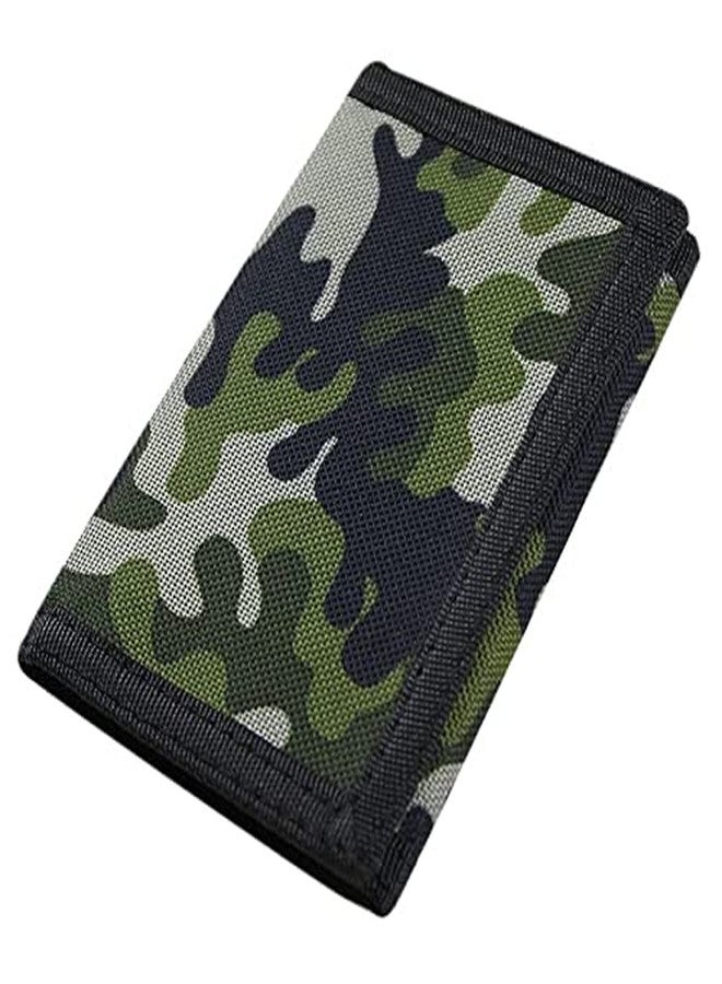 NEICY RFID Blocking Canvas Wallet for Men and Women - Camo Trifold Outdoor Sports Wallets with Magic Sticker for Teen Kids (Camo Green) - Image 1